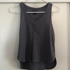 Waffle knit henley tank top